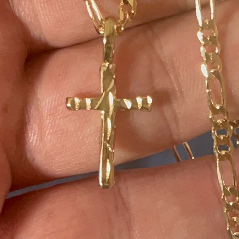 14k gold 1.2 inch cross nugget